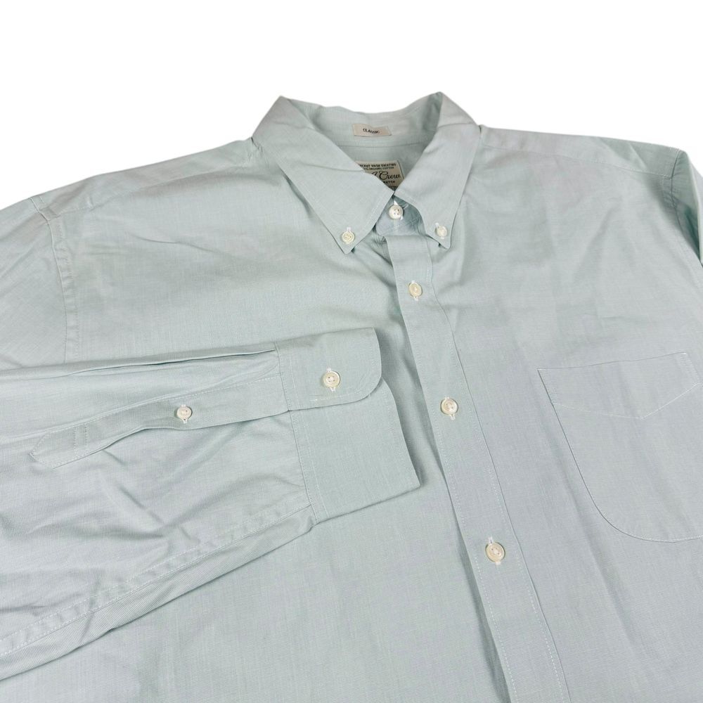 J Crew Shirt Men's‎ XL Organic Cotton Classic Fit Mint Green Button Down Stretch